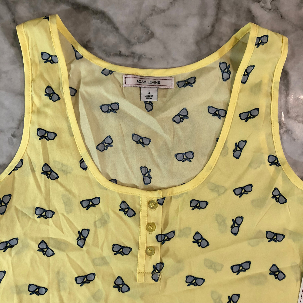 Adam Levine Yellow Sunglass Print Tank Top